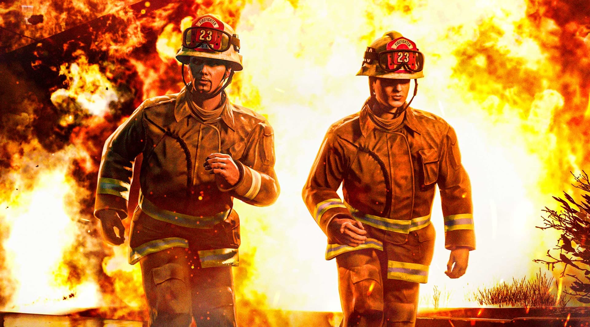 Emergency responders at a fire